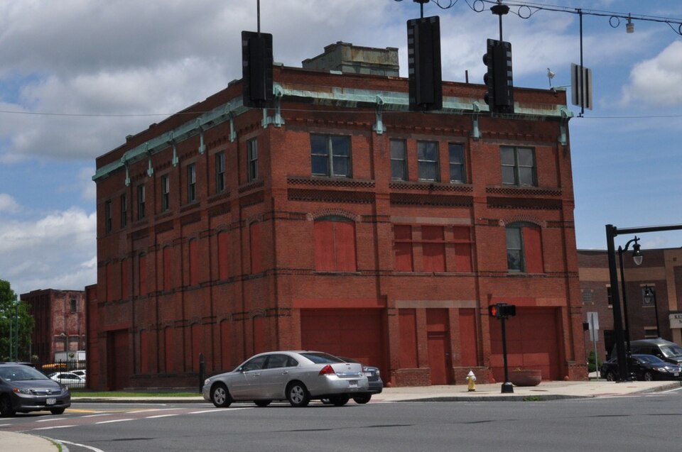 Brick industrial buildings of the former Indian Motocycle plant at Winchester Square